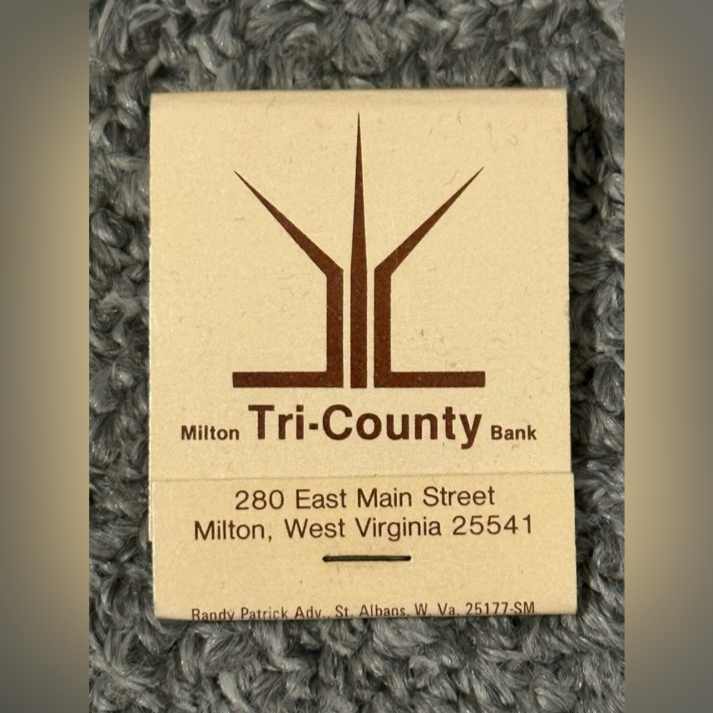 Vintage Matchbook Milton Tri County Bank WV West Virginia Matches